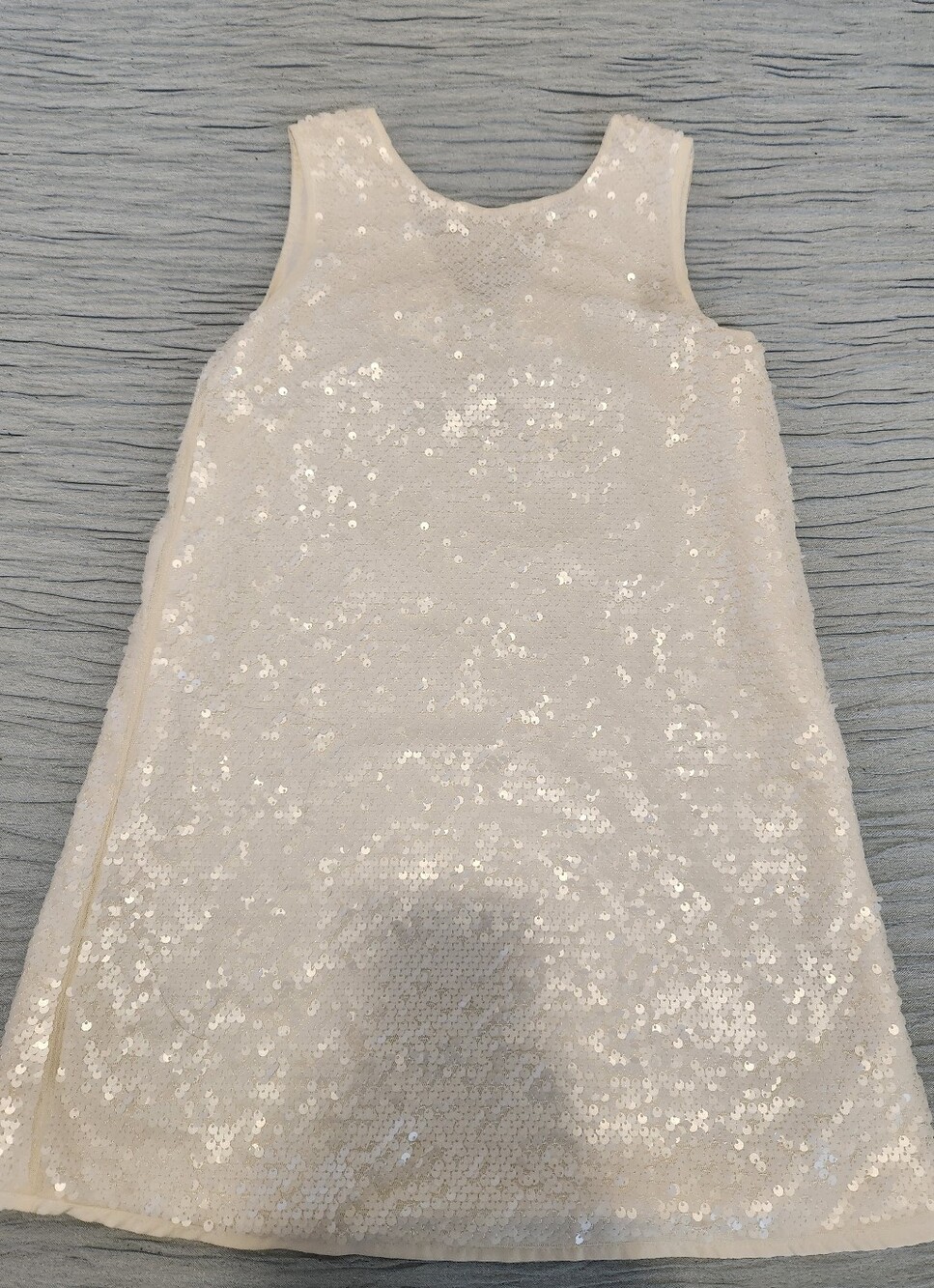 H&M White Sequin Dress with Black Bow